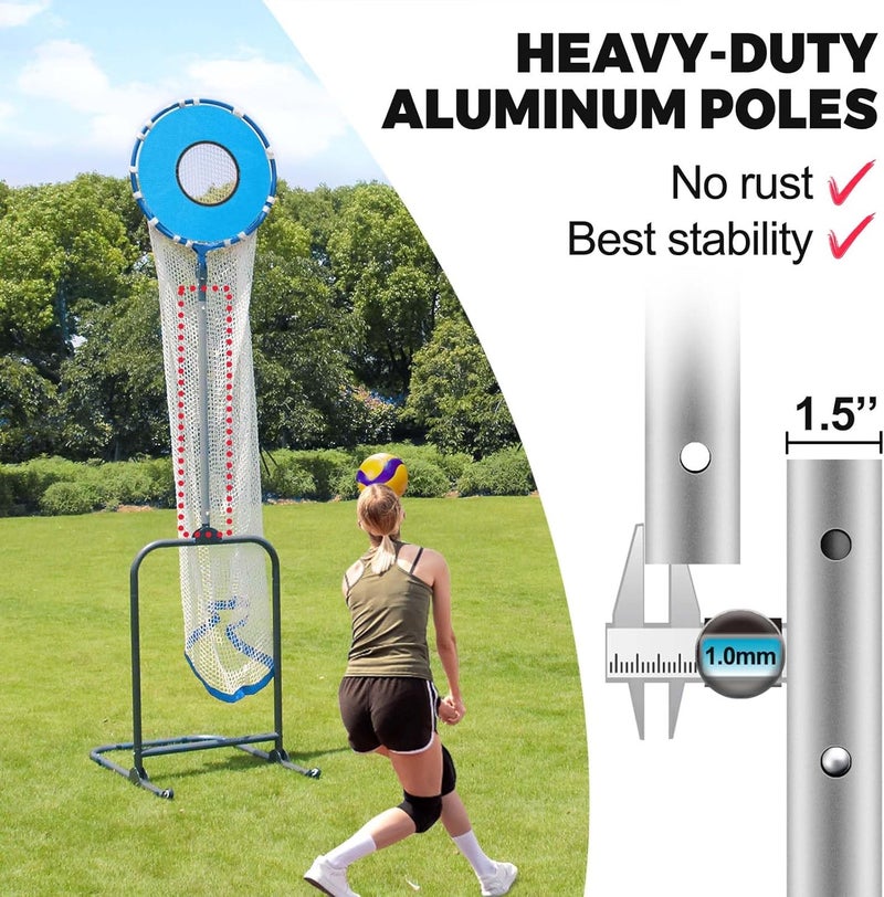 VSSAL Volleyball Setter Trainer Net Setting Training Equipment Target Practice Indoor or Outdoor, Adjustable Height (4.6 ft-9.8 ft) and Angle for Serving Spiking Drills System - Image 3